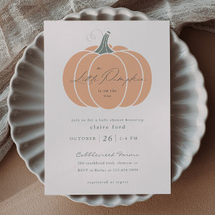 Elegant Orange Little Pumpkin Fall Baby Shower Invitation
