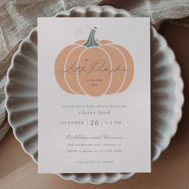 Elegant Orange Little Pumpkin Fall Baby Shower  Magnetic Invitation (Elegant Orange Little Pumpkin Baby Shower Magnetic Invitations.)