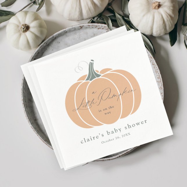 Elegant Orange Little Pumpkin Fall Baby Shower  Napkin (Elegant Orange Little Pumpkin Baby Shower Napkins.)