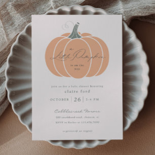 Elegant Orange Little Pumpkin Fall Baby Shower  Postcard