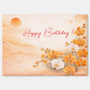 Elegant Orange Orchid Birthday Magnet