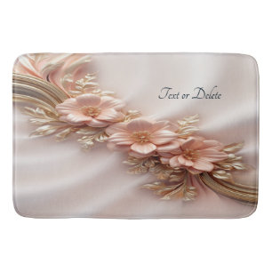 Elegant Orange Peach Floral Bath Mat