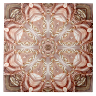 Elegant Orange Peach Floral Ceramic Tile
