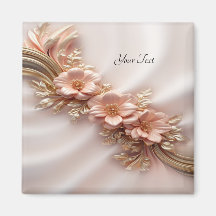 Elegant Orange Peach Floral Magnet