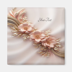 Elegant Orange Peach Floral Magnet