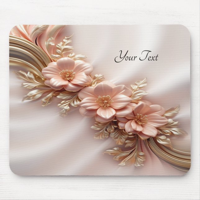 Elegant Orange Peach Floral Mousepad (Front)
