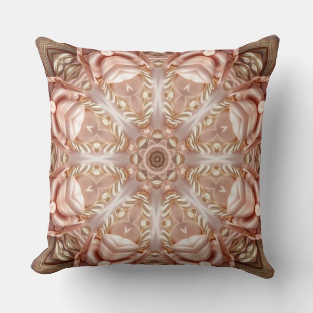 Elegant Orange Peach Floral Throw Pillow (Front)