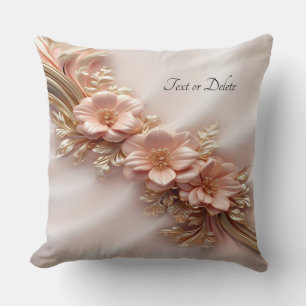 Elegant Orange Peach Floral Throw Pillow