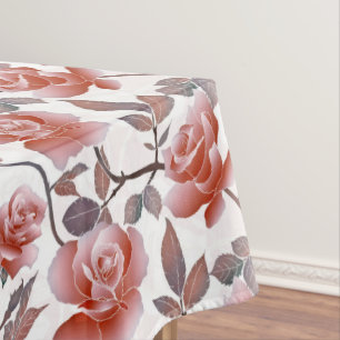 Elegant Orange Peach Rose Flower Tablecloth