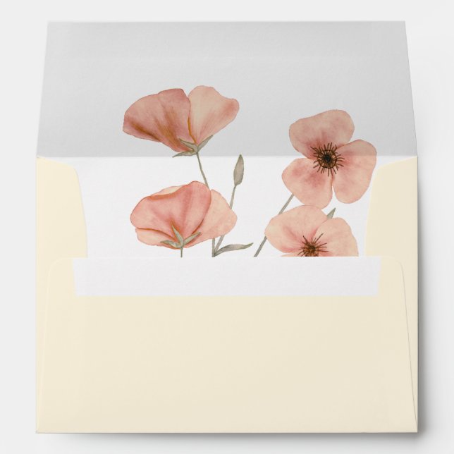  Elegant  Orange Poppy Flower Wedding Envelope (Back (Bottom))