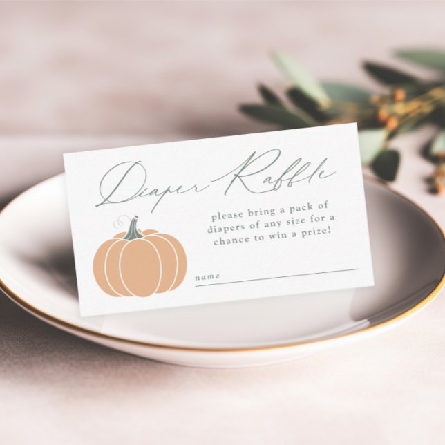 Elegant Orange Pumpkin Baby Shower Diaper Raffle Enclosure Card (Elegant orange pumpkin diaper raffle baby shower invitation enclosure cards.)