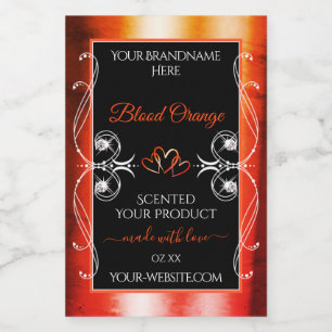 Elegant Orange Red Black Product Labels Jewels