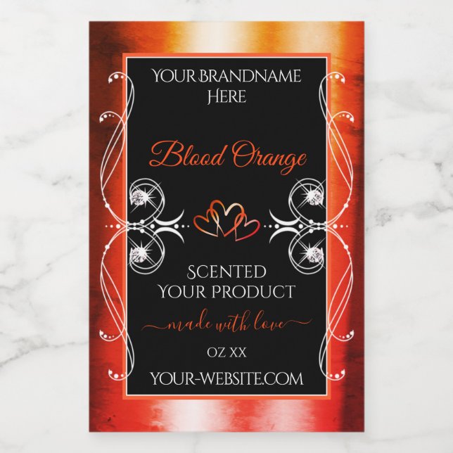 Elegant Orange Red Black Product Labels Jewels (Single Label)