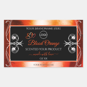 Elegant Orange Red Product Label Logo Jewels Black
