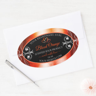 Elegant Orange Red Product Labels Jewels Black
