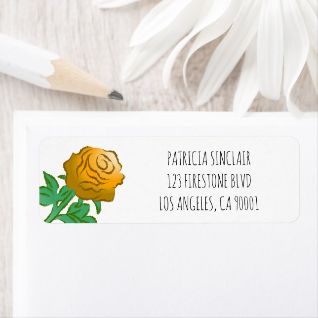Elegant Orange Rose Return Address Label (Insitu)