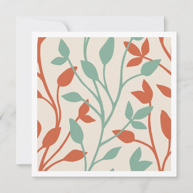 Elegant Orange Sage Botanical Vine Card (Front)