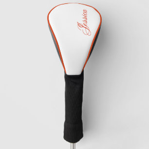 Elegant Orange Script Font Golf Head Cover