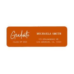 Elegant Orange Script Graduation Return Address Label