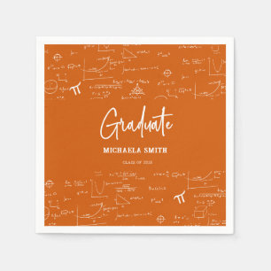 Elegant Orange Script Math Graduate Napkin