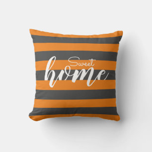 Elegant Orange Striped Pattern Test Sweet Home Cushion