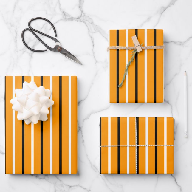 Elegant Orange Striped Wrapping  Paper Sheet (Front)