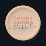 Elegant orange thankful grateful blessed paper plate<br><div class="desc">Elegant orange thankful grateful blessed paper plate</div>
