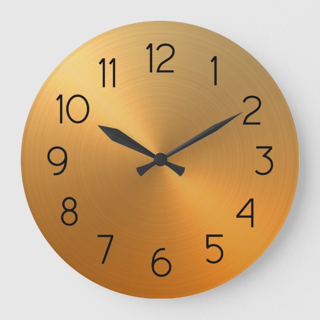 Elegant Orange to Gold Ombre Gradient Large Clock (Front)