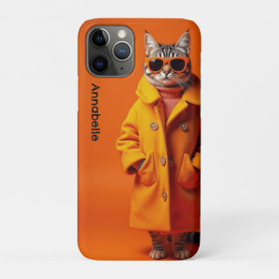 Elegant Orange Travel Cat iPhone 11 Pro Case
