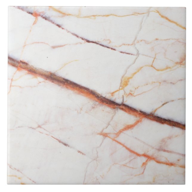 Elegant Orange Veined Natural Stone Texture Ceramic Tile (Front)
