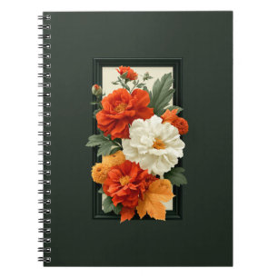 Elegant Orange & White Floral Art Acrylic Art Notebook