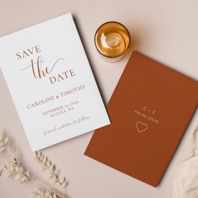 Elegant Orange White Wedding Save The Date Card (Creator Uploaded)