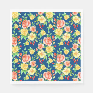 Elegant Orange Yellow Rose Floral Pattern Napkin