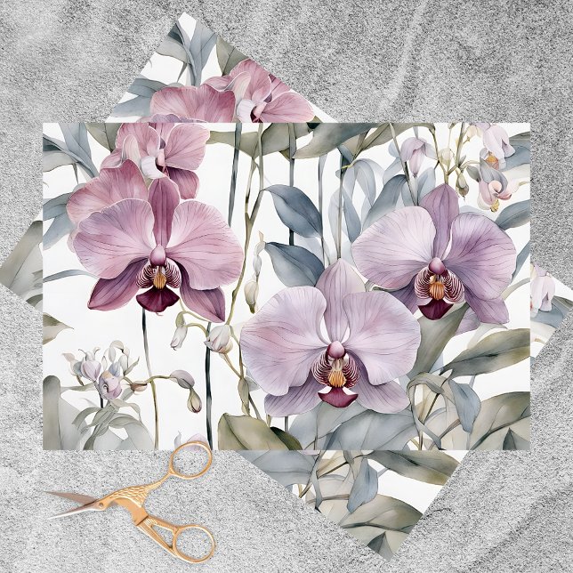 Elegant Orchid Blooms in Soft Pink and Lavender Tissue Paper (Creator Uploaded)