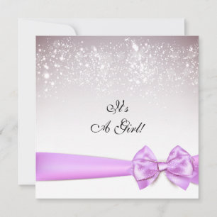 Elegant Orchid Bow Sparkles Baby Shower Invitation