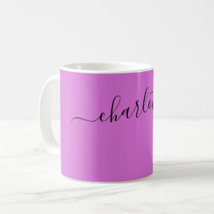 Elegant Orchid Colour Modern Name Personalised Coffee Mug