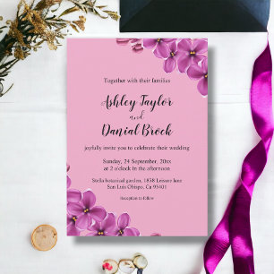 Elegant Orchid Flower Blush Summer Floral Wedding Invitation