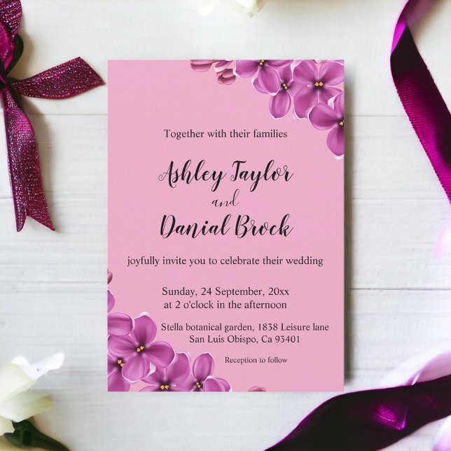 Elegant Orchid Flower Dusty Rose Floral Wedding Invitation (Creator Uploaded)