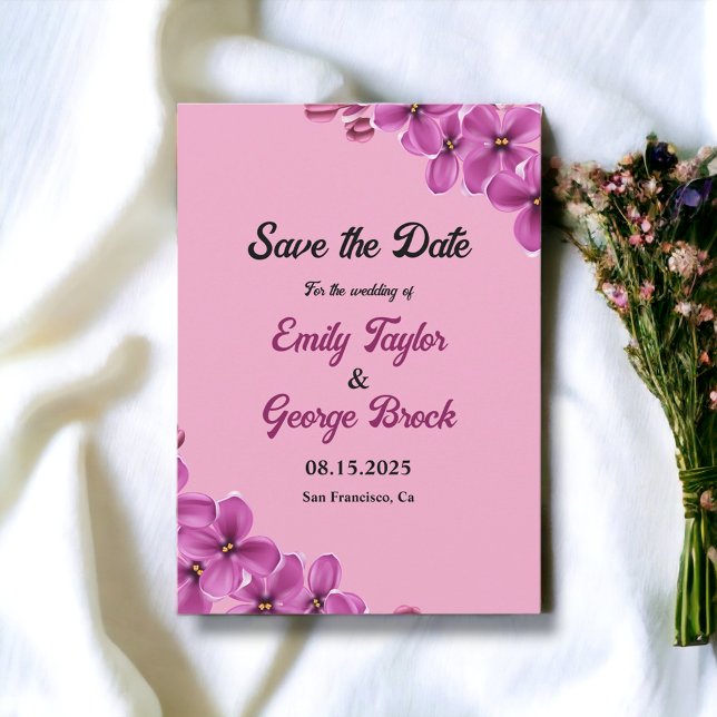 Elegant Orchid Flower Dusty Rose Floral Wedding Save The Date (Creator Uploaded)