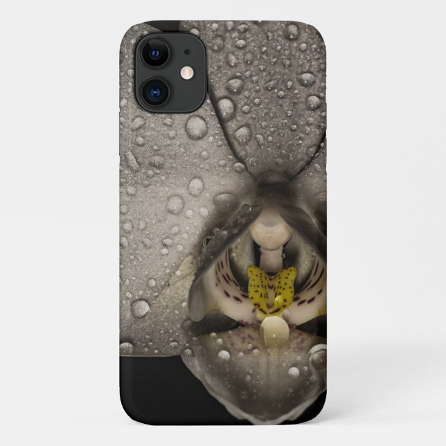 Elegant orchid flower grey black floral Case-Mate iPhone case (Back)