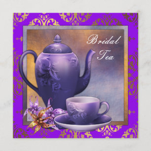 Elegant Orchid Gold Purple Bridal Tea Party Invitation