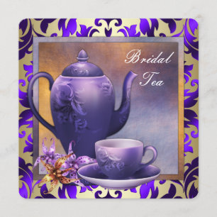 Elegant Orchid Gold Purple Bridal Tea Party Invitation