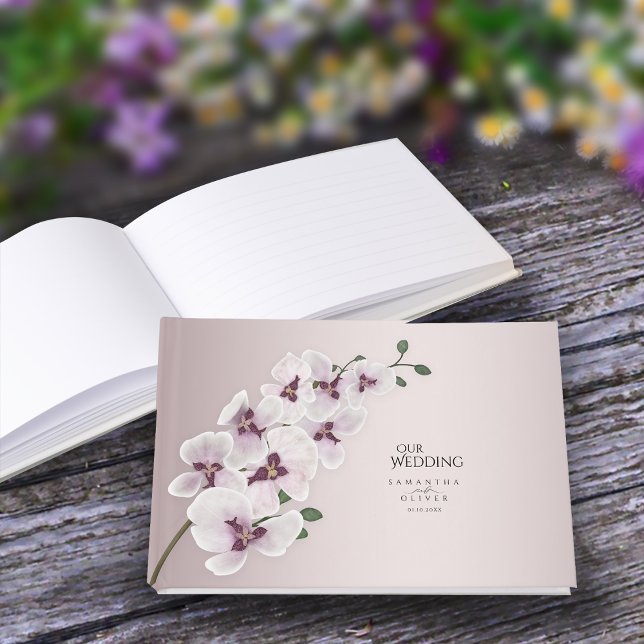 Elegant Orchid Minimalist Wedding Guest Book (Creator Uploaded)