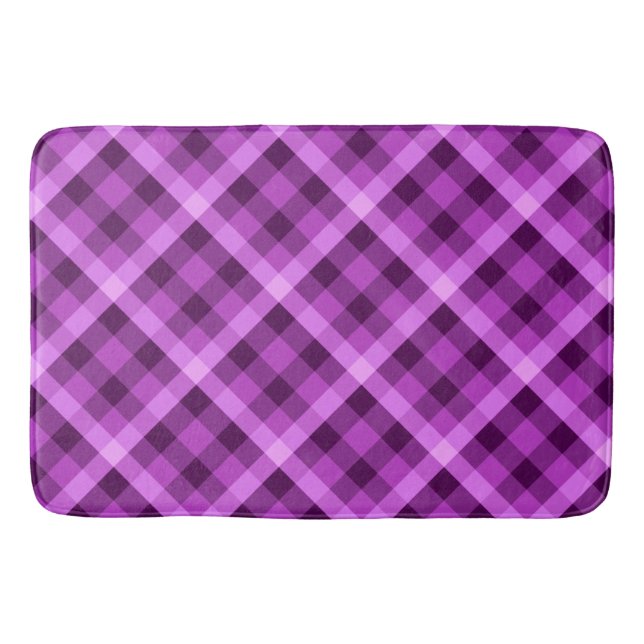 Elegant Orchid Purple Plaid Large Bath Mat (Front)