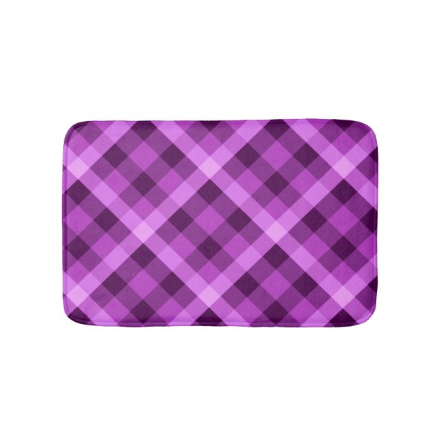 Elegant Orchid Purple Plaid Small Bath Mat (Front)