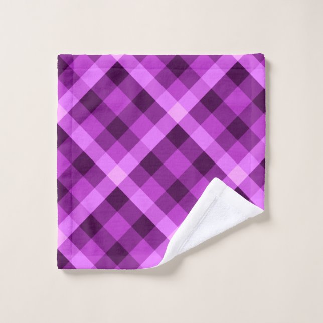 Elegant Orchid Purple Plaid Washcloth Wash Cloth (Wash Cloth)