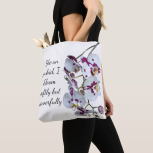 Elegant Orchid & Quote Tote Bag