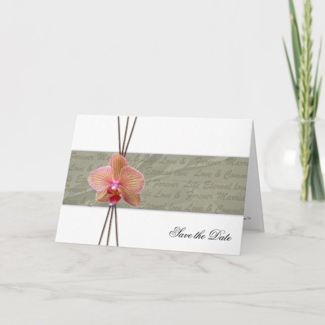 Elegant Orchid Save the Date folded greeting card (Front)