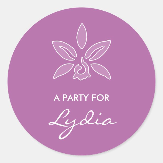 Elegant Orchid Simple Bold Purple Flower With Name Classic Round Sticker (Front)