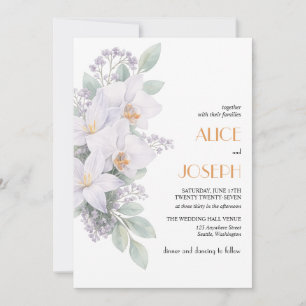 Elegant Orchid Wedding Invitation Gold Foil Floral
